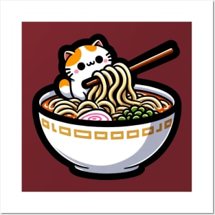 Ramen and Cat Posters and Art